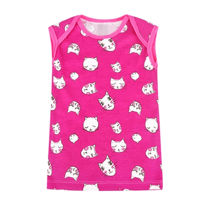 
2019 New Design Comfortable 100% Cotton Cute Infant Sleeveless T Shirt For Baby 