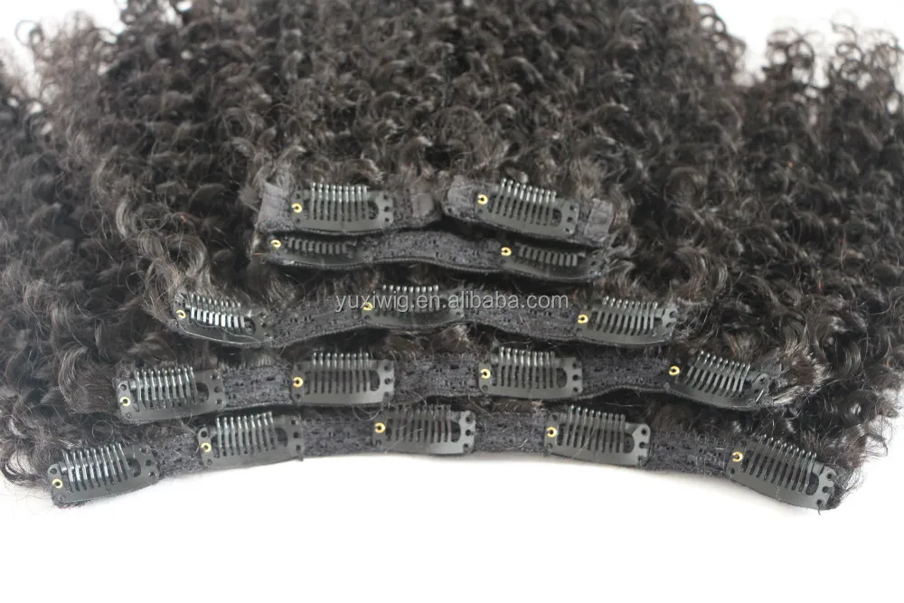 In stock 100% virgin human hair kinky curly clip ins, Best quality