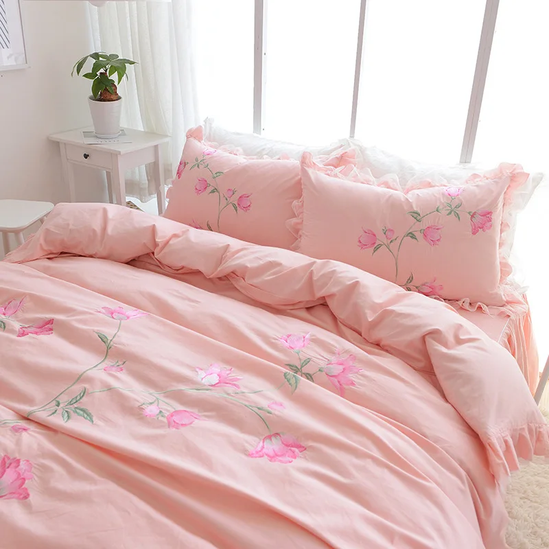 
Wholesale China manufacture embroidery country cotton luxury girls bedding set bed sheet comforter duvet cover bedspread fitted 