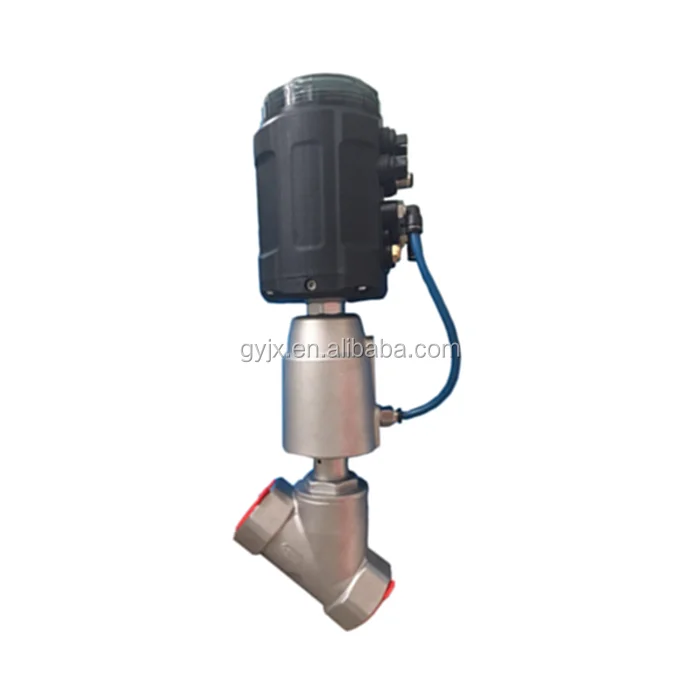 Single acting intelligent pneumatic stainless angle seat valve  Proportional control valve 4-20 mA