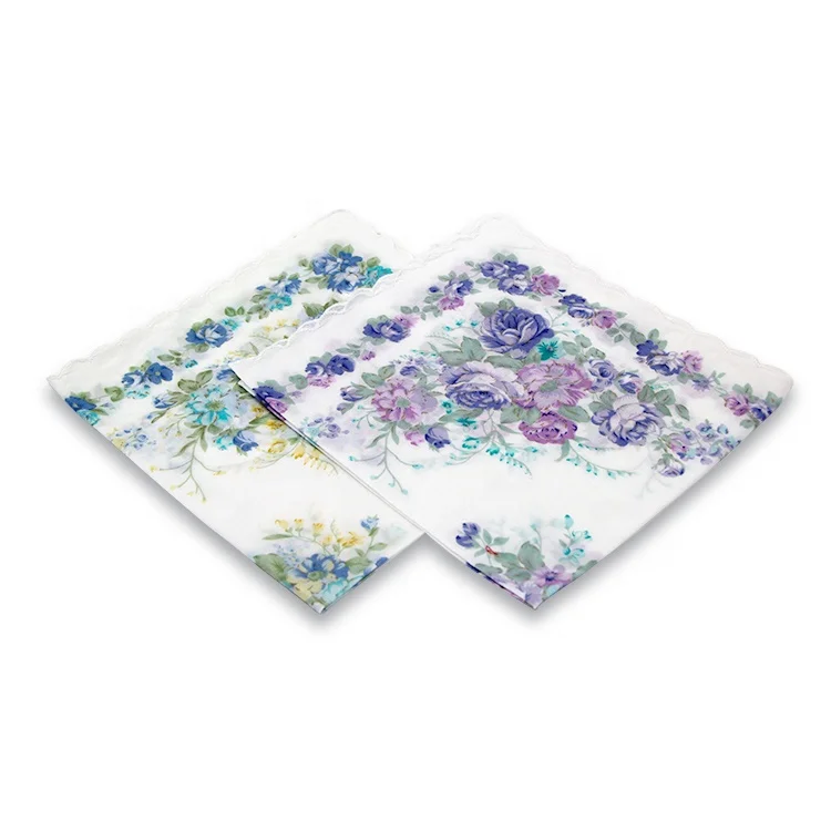Customized Size Square Scallop Edge Wedding Handkerchiefs