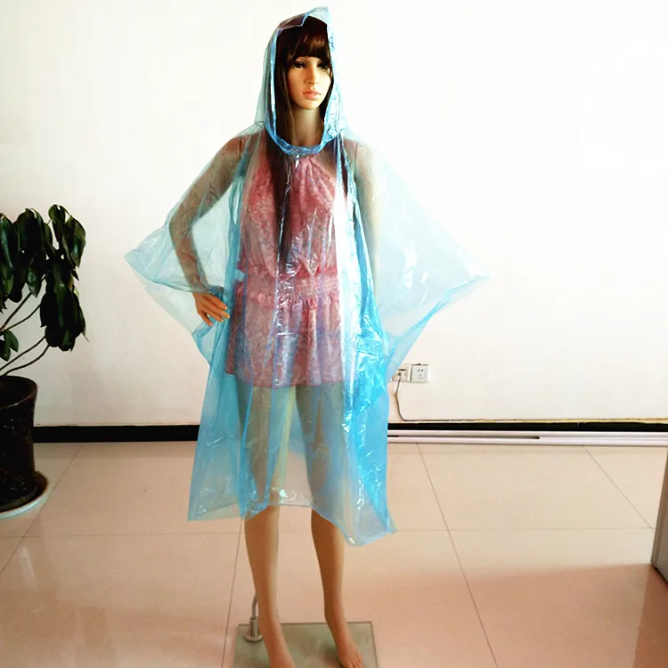 
blue plastic pe adult raincoat material and waterproof raincoats for adults 