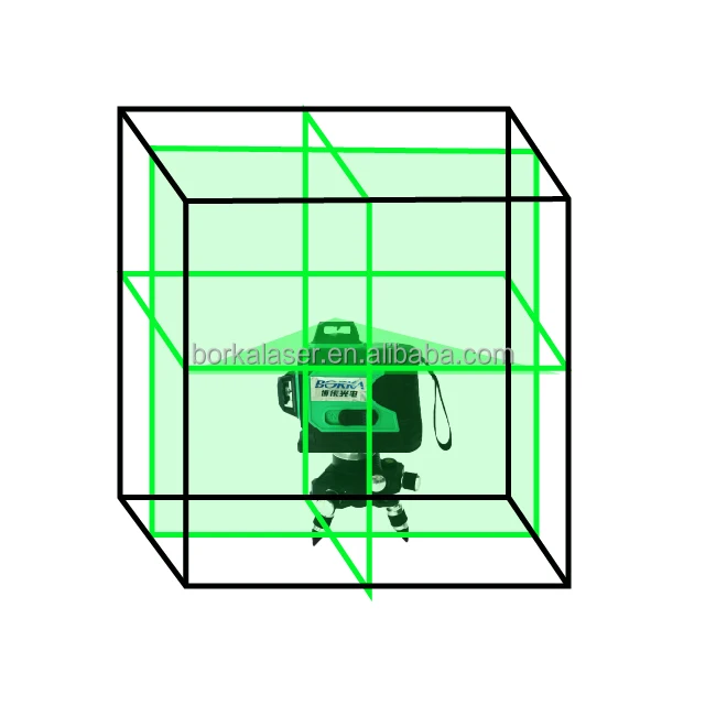 Borka 12 lines green beam 360 degree cross line 3D laser level