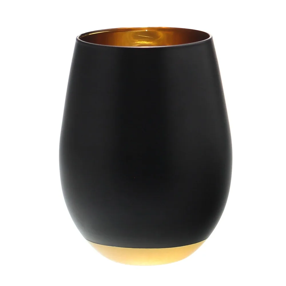 SXGC Polished Black glass tumbler With Gold Rim