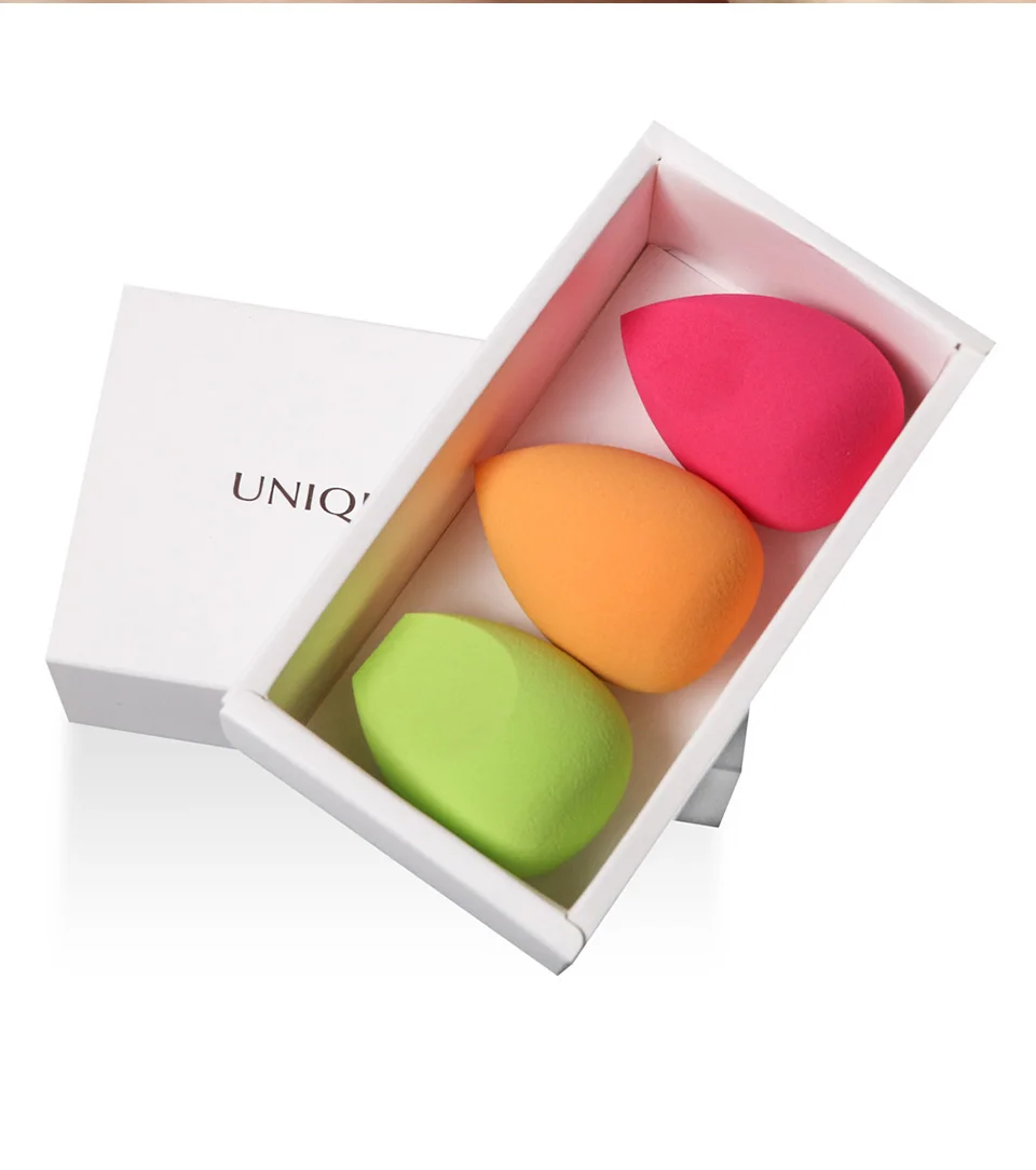 Custom packaging provided 3pcs different color wholesale makeup sponge set no latex