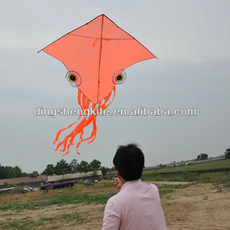 New model bright orange octopus kite with frame