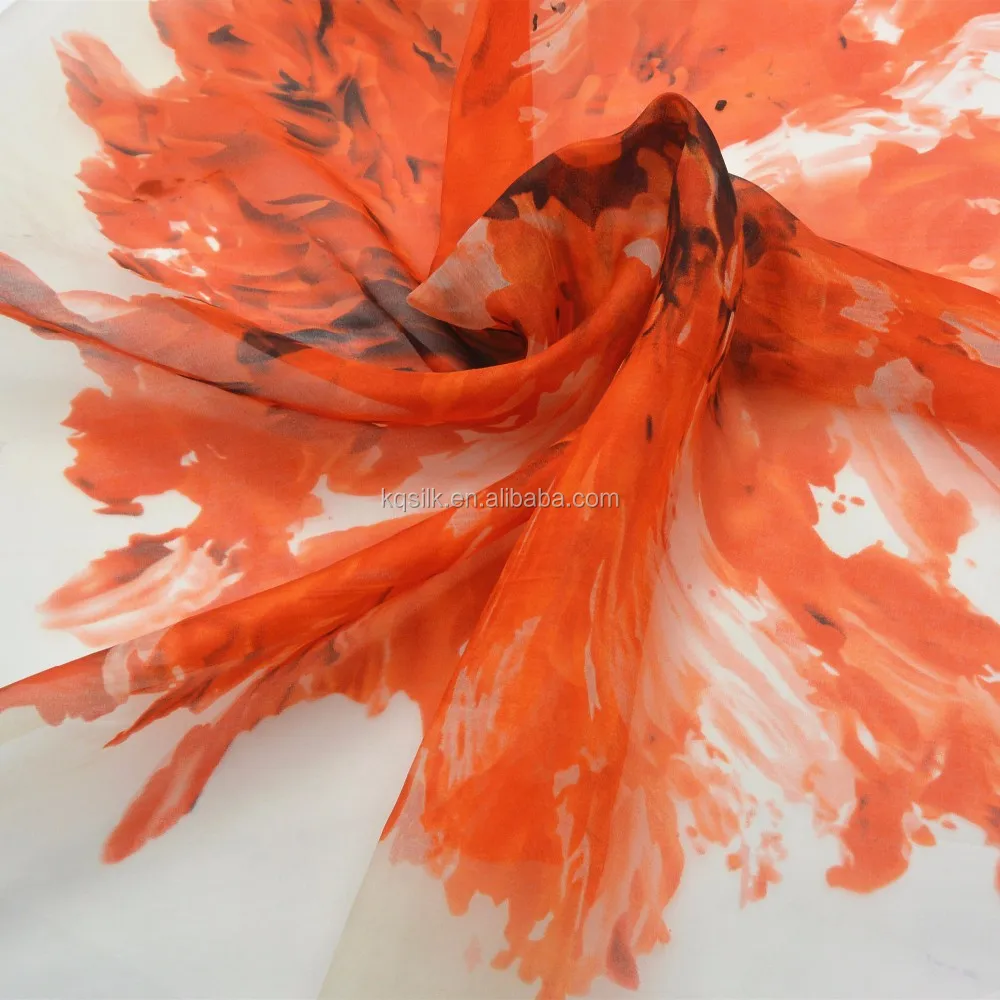 
nature romantic transparent big floral daisy print pure silk organza 