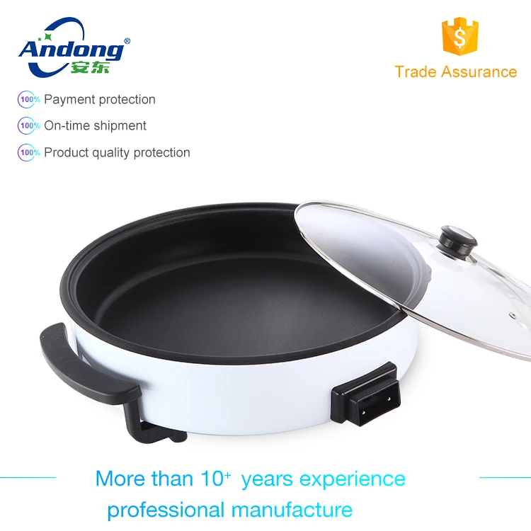 aluminum die-casting round electric roasting pizza pan with full glass lid