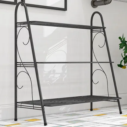 Garden living room iron 3 tiers shoe rack also can be planter flower pot display metal plant stand KD design