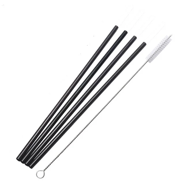 Black Stainless Steel  Drinking Straws Colored Metal Straws
