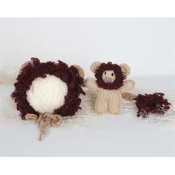 Newborn Crochet Puppy Stuffer And Bonnet Set  Baby  Fuzzy Mohair Bonnet Photo Prop   Newborn Photo Mid Doll