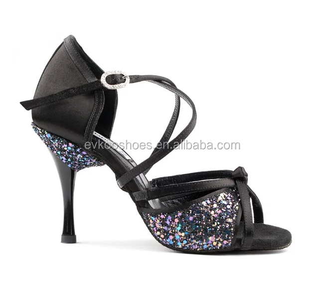 Черные и серые атласные и блестящие тонкие туфли на металлическом каблуке 8,5 см для сальсы, танцевальные туфли