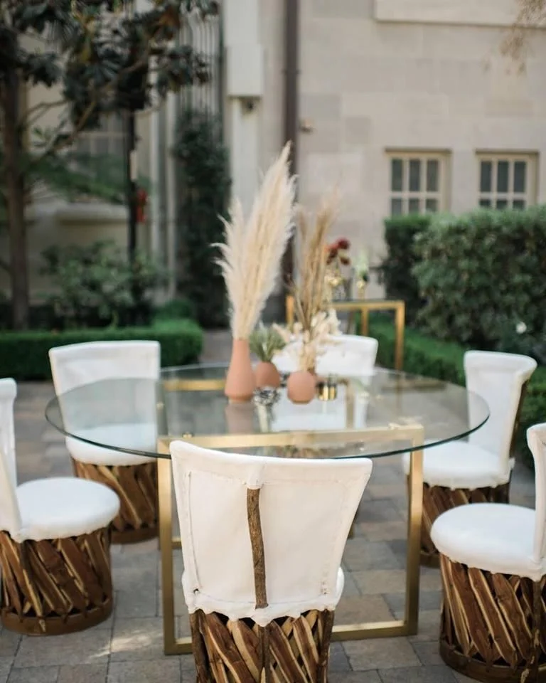 MRS WOODS Modern Style 4 Seater Gold Stainless Steel Frame Round Glass Wedding Dining Table