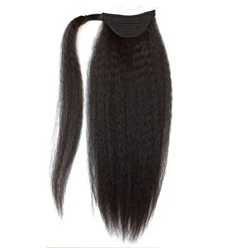 Brazilian Afro Kinky Straight Pony Tail Remy Wrap Around Drawstring Ponytail Human Hair Ponytail Extensions Clip Ins