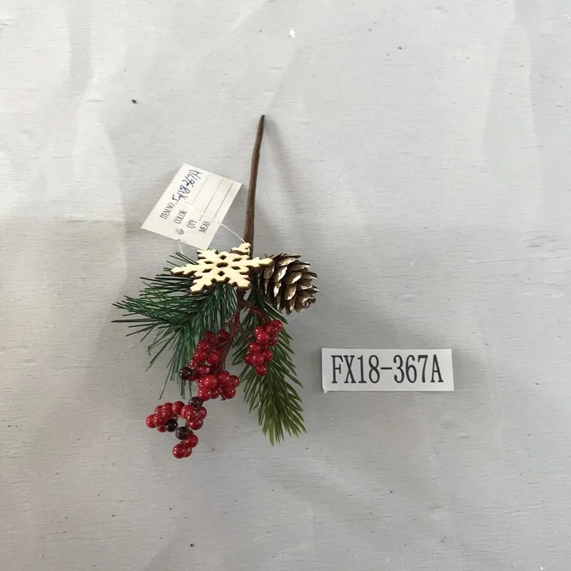 artificial Christmas berry picks with pine cone