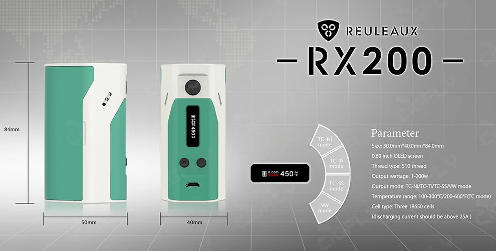 
China wholesale Box Mods Wismec Rx 200W Original Wismec RX200W / Wismec Reuleaux 200w /wismec reuleaux rx200 tc mod 