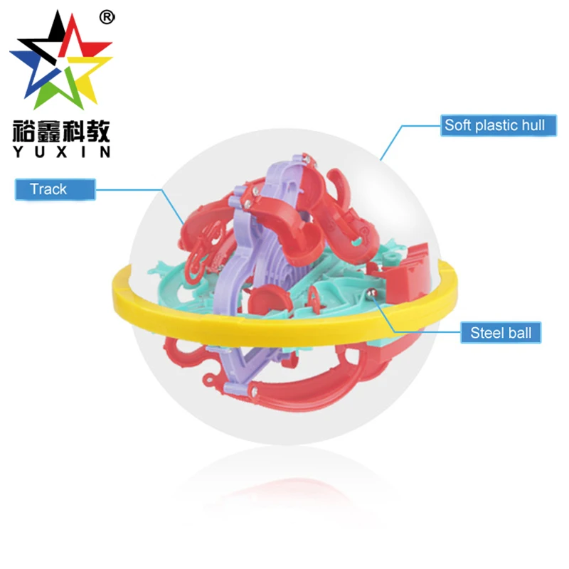 Yuxin 1613 13 см Интеллектуальный пластиковый материал 100 шагов 3D лабиринтный лабиринт шар с красочной