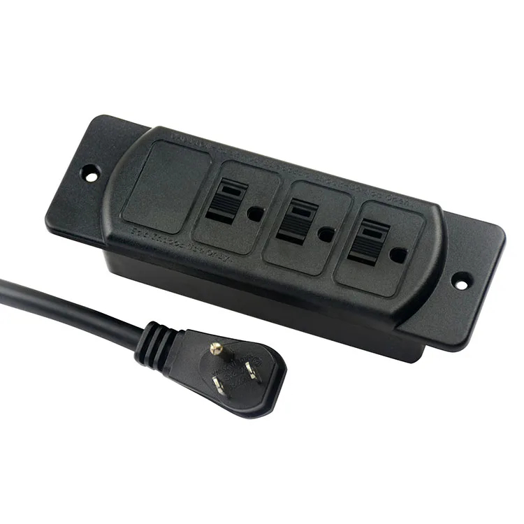Manufacturer US standard Electric 12A 3-outlets power strip unit for tabletop and furniture