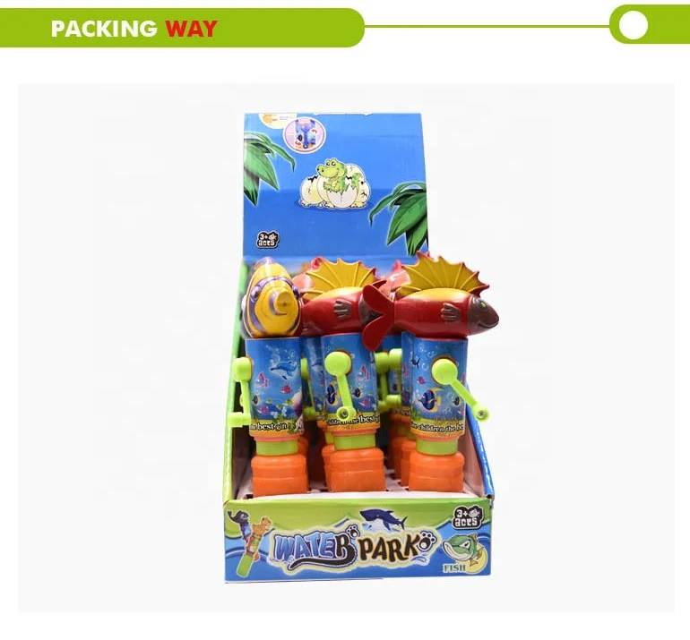 marine organism plastic hand shake syringe  water gun toy kids with sweet candy