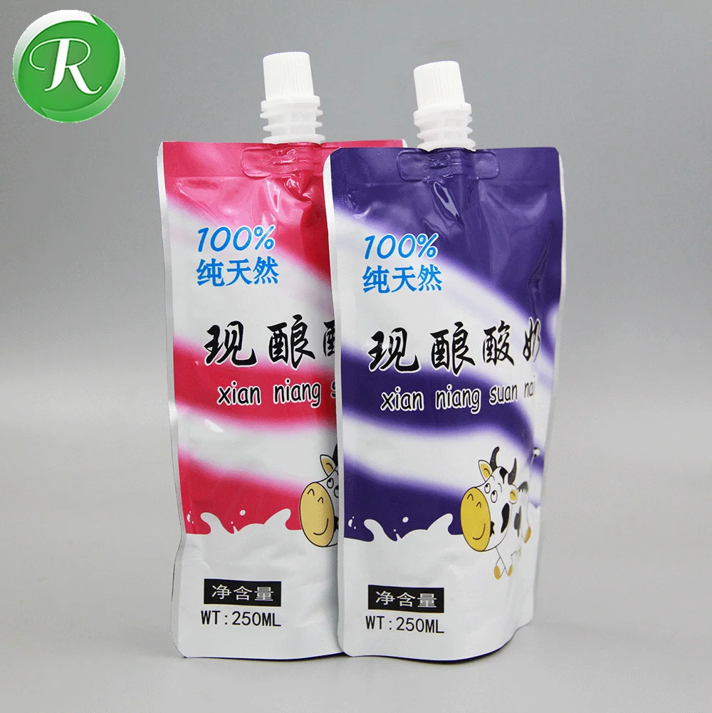 Customized Biodegradable Beverage Juice Packaging Stand Up Spout Disposable Drinking Bag Pouch
