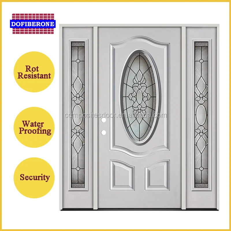 
2017 Best sellers Simple teak wood door designs Swing open Arched Fiberglass composites entry door 