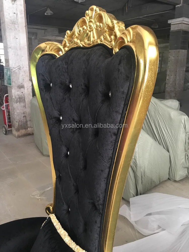Top Quality Luxuary European Style Black&Gold Pink Pedicure Chair Throne Chair With Diamond Buttons(HB100)