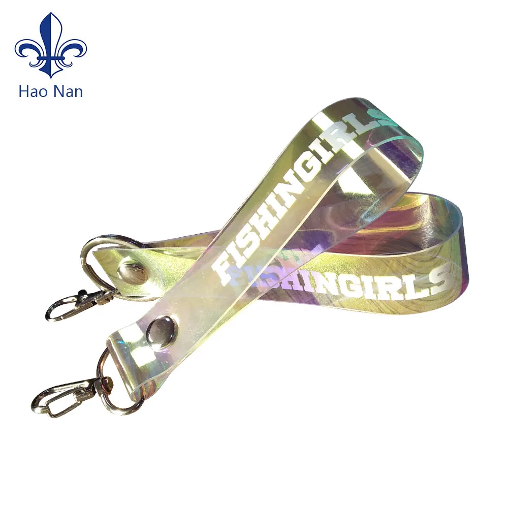Trendy christmas gift Holographic Material PVC Full Color Print Keychain lanyards /keychain cell phone lanyard/ dubai handicraft