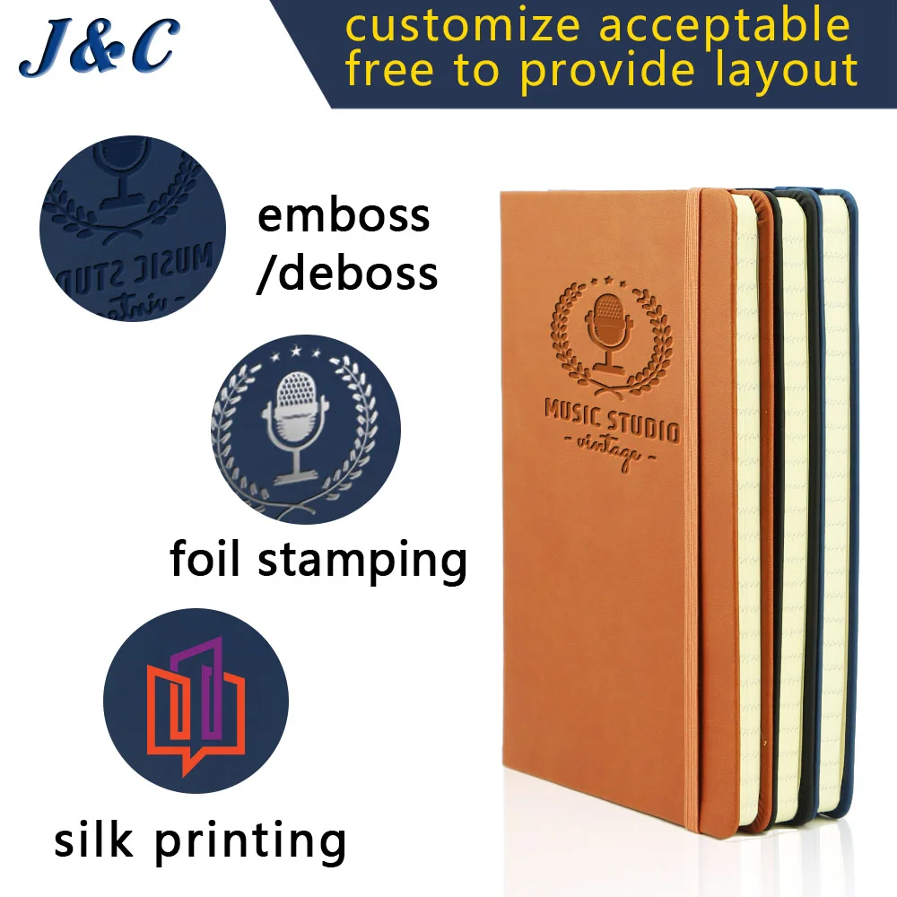 Блокнот с эластичной лентой на заказ Классический журнал дневник индивидуальной печатью внутри для подарочного набора