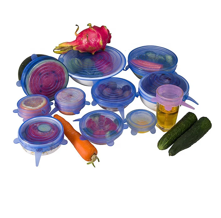 Hot selling 6 Pack Various Sizes Reusable Silicone Stretch Lids