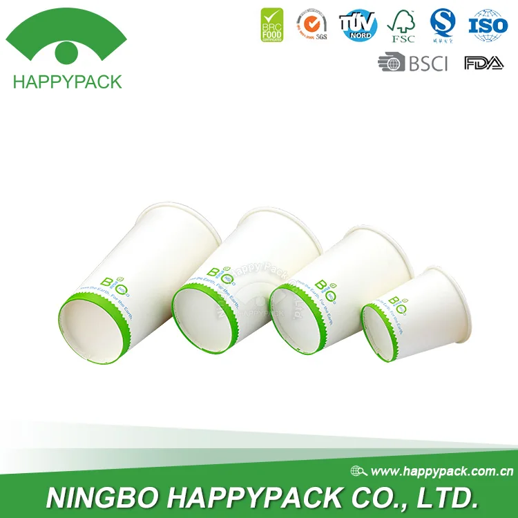 
HAPPYPACK Custom Color Wholesale Disposable High Quality Single Wall Cup Hot Coffee PLA Paper Cups 4/8/10/12/16/20oz Free Sample 