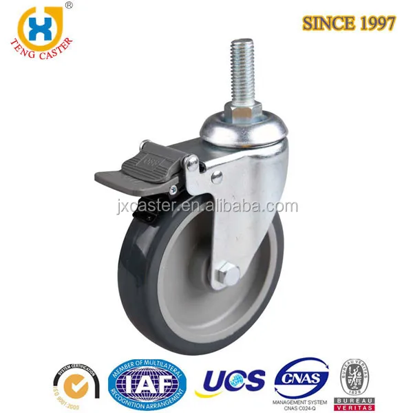 Industrial Medium Duty 5 Inch Caster Wheel Soft TPR Rigid Fixed Castor Wheels 80-120KGS Load Capacity