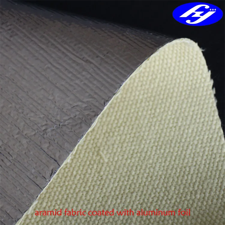 powdered aluminium/aluminium foil/silicone coated para aramid Kevlar fabric