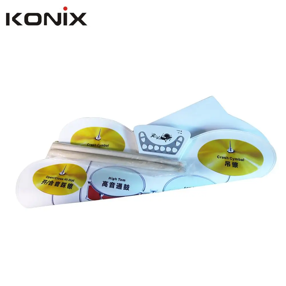 Roll-Up Drum Kit with Foot Pedals Power by AC Adapter or 2*AAA Battery Portable Electronic Drum Set