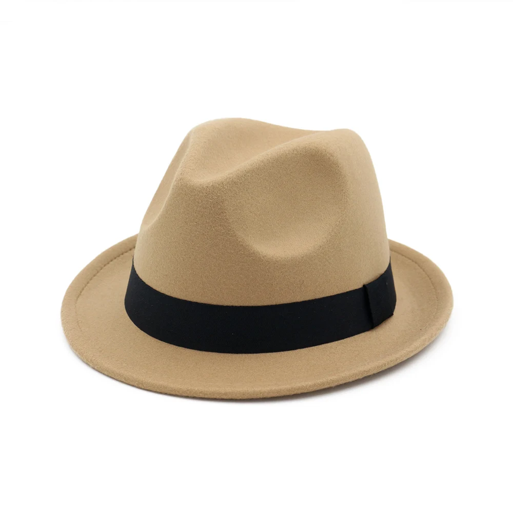 Cheap Fedora Classic Jazz hat With Black Ribbon stingy brim fedora hats