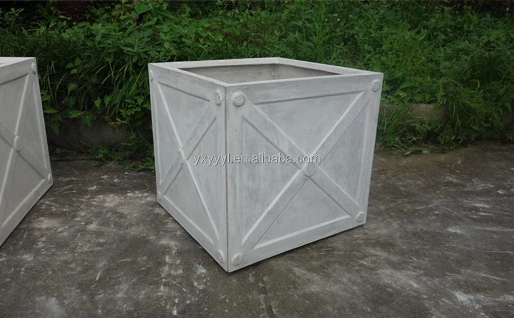 Square Fiberglass Cross Planter
