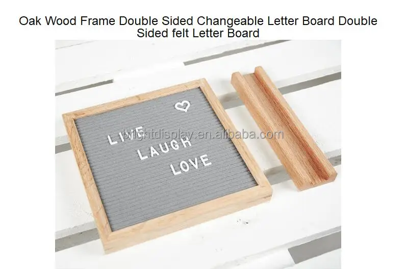 10 x 10 Inch Oak Wood Frame Double Sided Changeable felt Letter Board