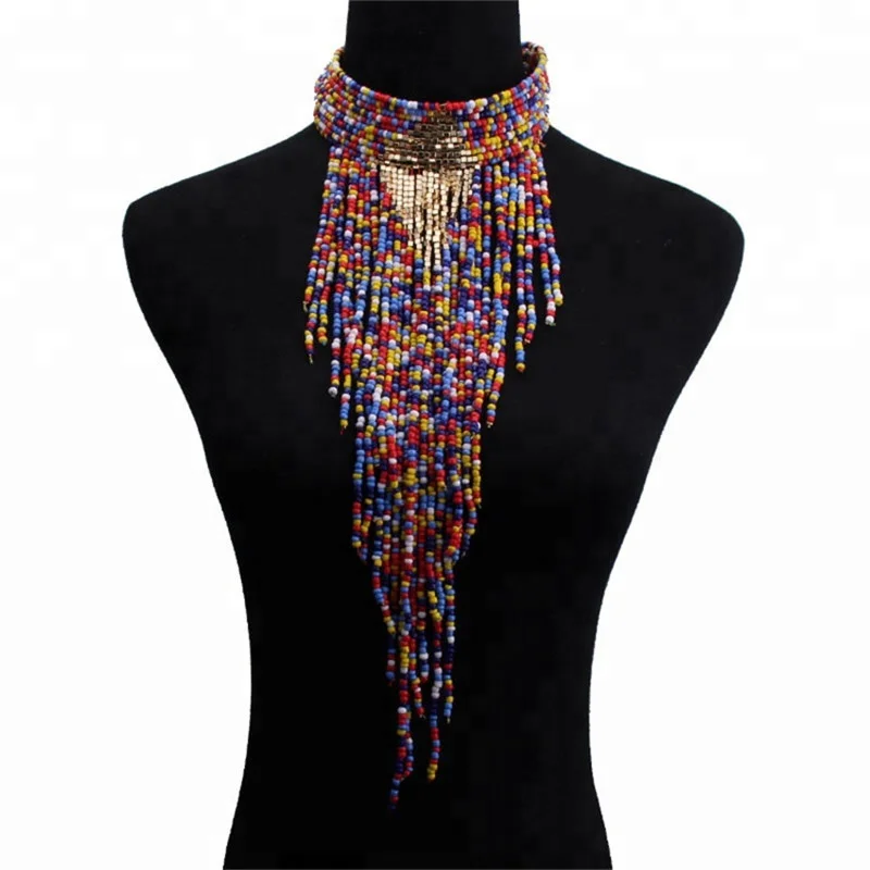 
multilayer boho patterns seed latest design beads necklace 