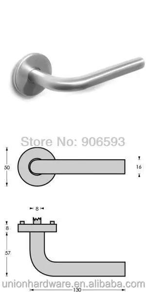Modern L shape stainless steel door handle with escutcheon 16mm