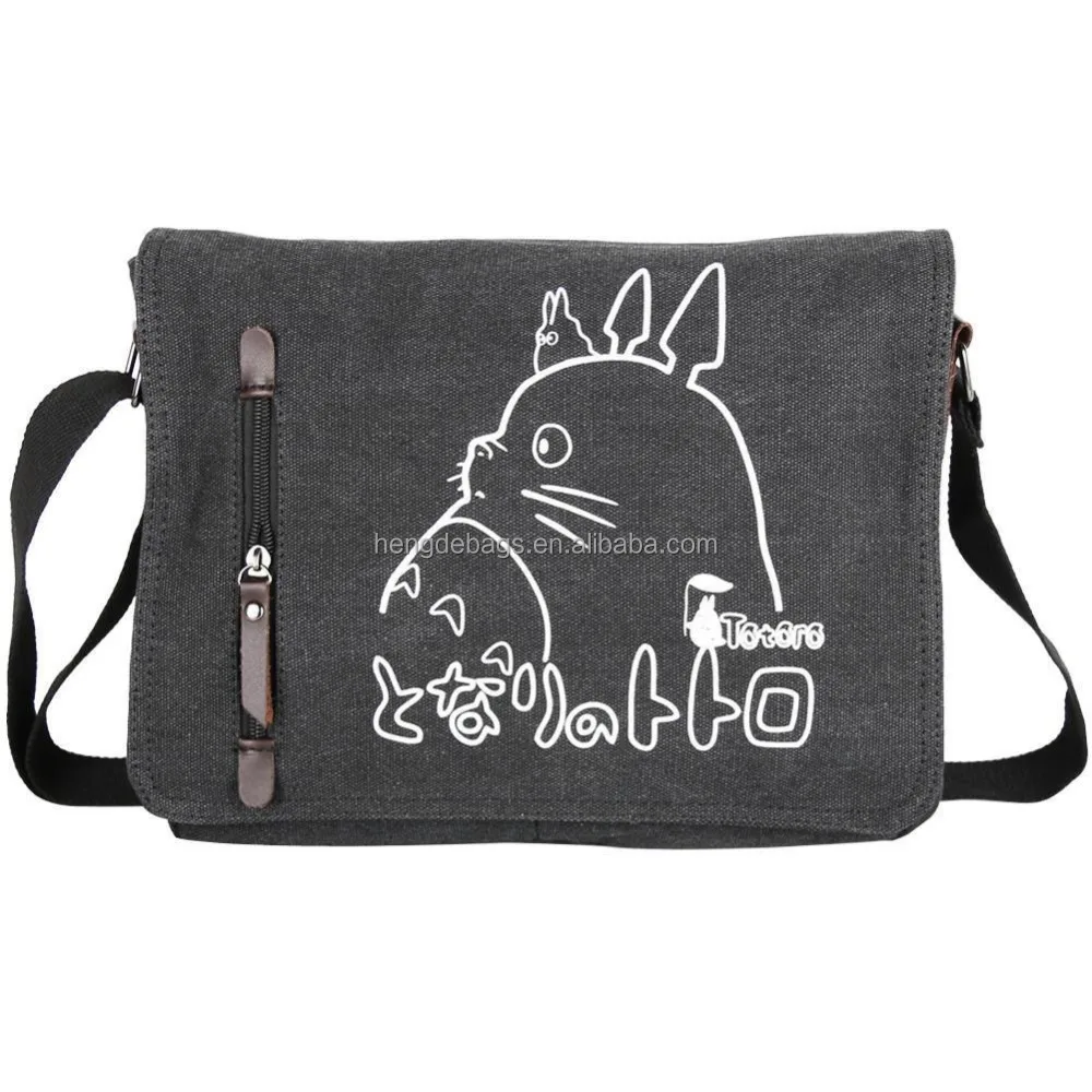 Anime Totoro Black Canvas Messenger Shoulder Bag Satchel Cosplay School Bag