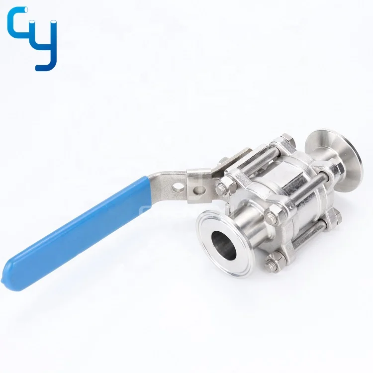 Good quality stainless steel sanitary three-piece manual ball valve