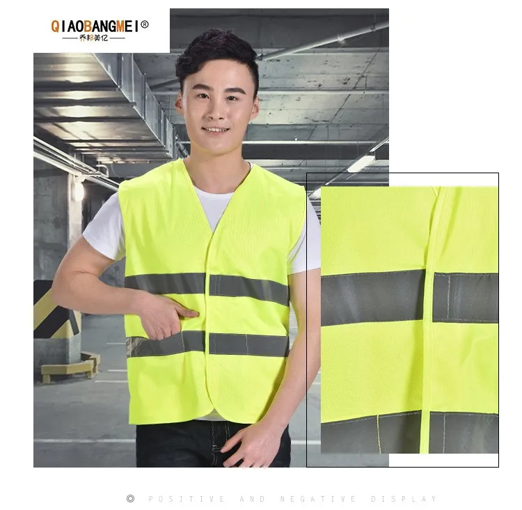 
100% polyester fabric green cheap hi vis workwear reflective vest with pocket for safety 
