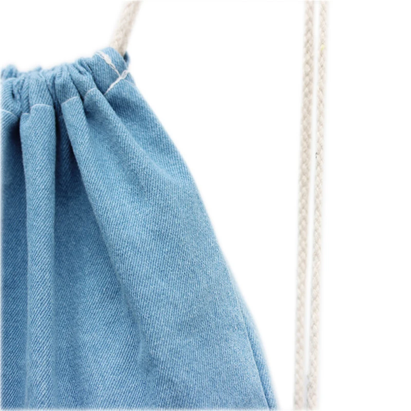 
Fashion Denim Drawstring Style Backpack School Bag For Wholesale 