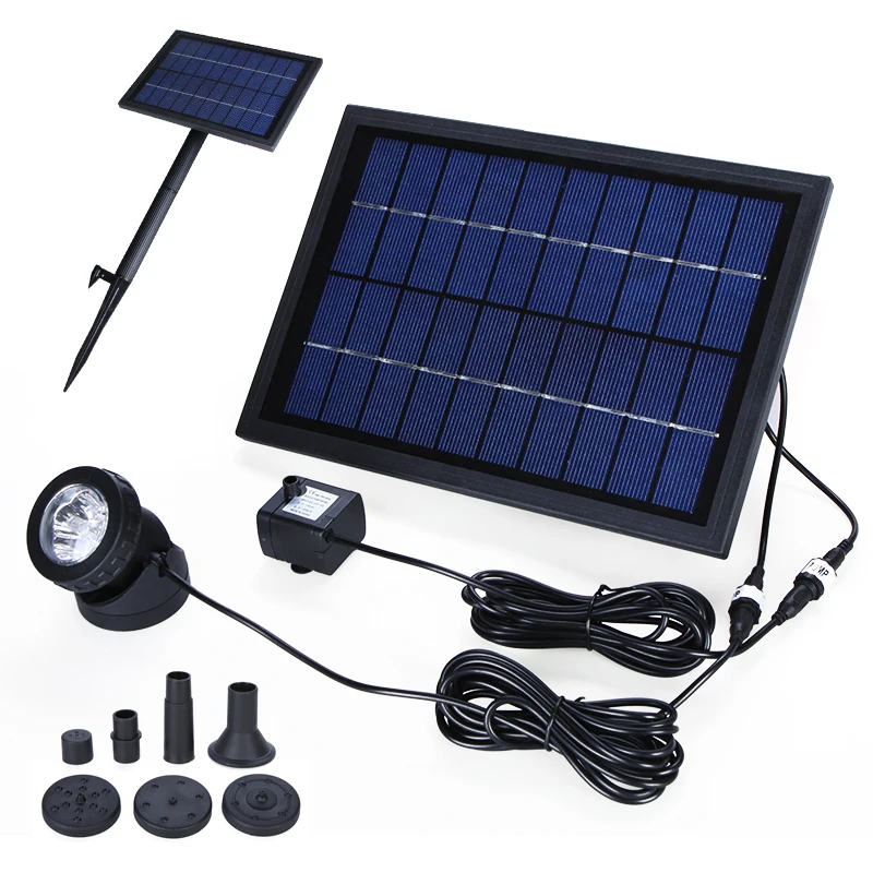 Outdoor Solar Fountain Pump Waterfall for Pool Garden Pond Bird Bath Decorative Submersible Kit Water Pump