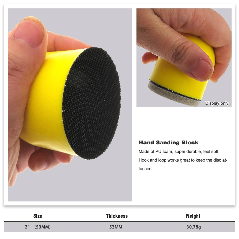 2Inch Center Water Feed Disc Hand Sanding Block Polishing Pad Sanding Tool for Hook and Loop discs sanding