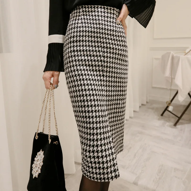 Factory Wholesale Plaid Design Women Skirt Suit Fashion Office Ladies Skirt Suit