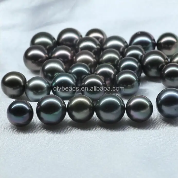 Wholesale grade 4A perfect no flaw smooth 9-10mm black loose natural Tahitian black pearl