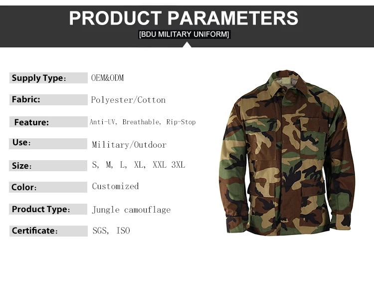 Wholesale army bdu jacket  tactical uniform ,military clothing manufacturer