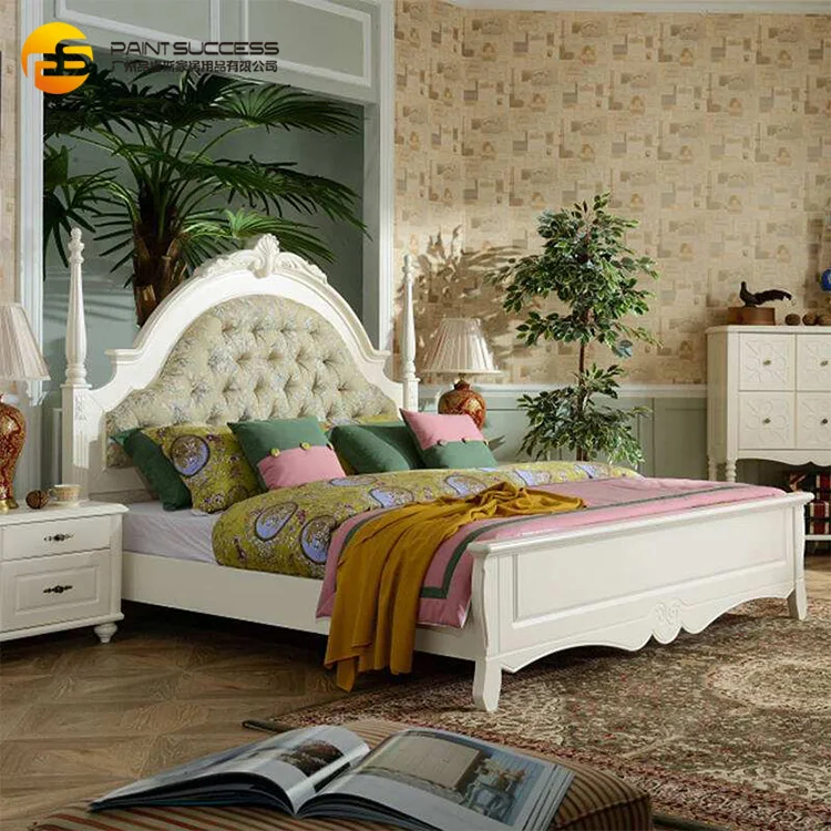 Custom American style wooden king beds chesterfield bedroom furniture set classic design wooden bed design furniture