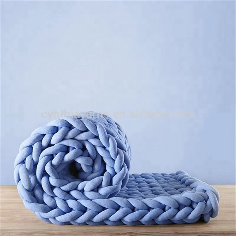 Cynthia New Design 100% Cotton Tube Microfiber Filled Super Giant Chunky Knitting Yarn Hand Knitted Blanket Braid Yarn