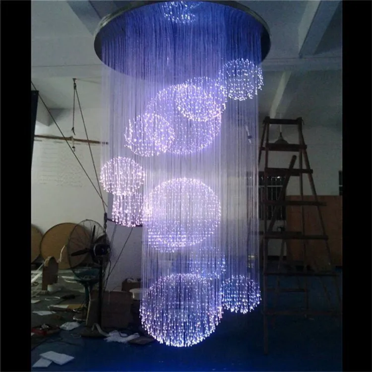 1.2m Villa Hall Chandelier RGB changeable, 11 balls spiral effect crystal chandelier
